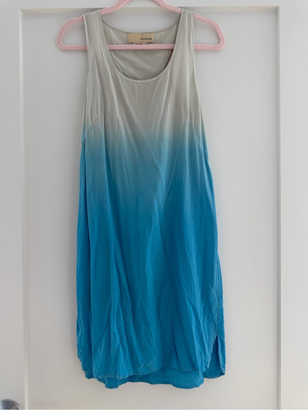 Sleeveless Ombre Midi Dress in Blue and Cream